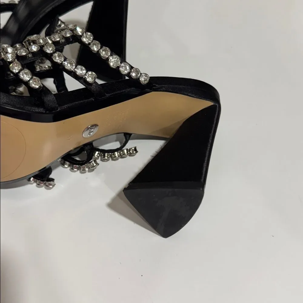 Zara Black Rhinestone Embellished Women's Sandals NWOT - Picture 3 of 5